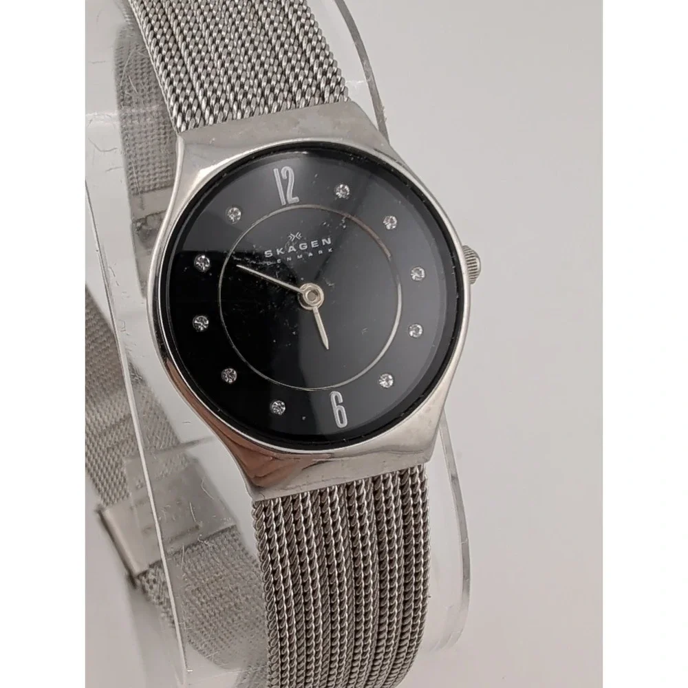 Skagen Women's Watch 24mm Case Diamond Markers Silver Band SKW2156 New Battery